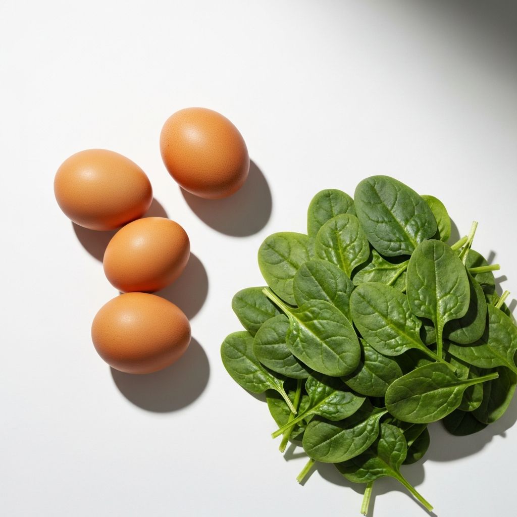 Choline rich foods including eggs and leafy greens